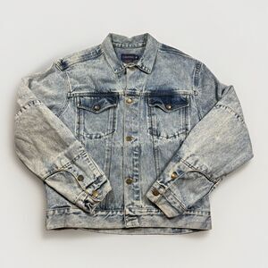 Vintage 90s Calvin Klein Men's M Blue Solid Jean Jacket Button Front‎ Pockets